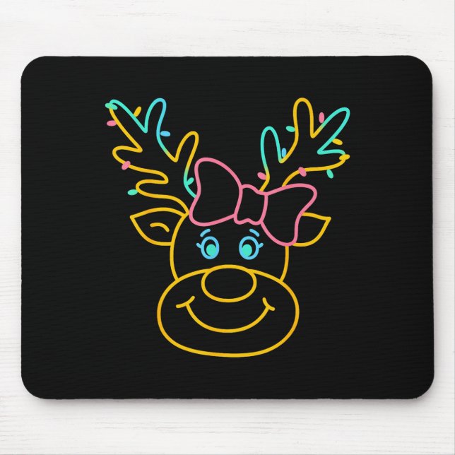 Mousepad Preppy Christmas Coquette Bow Reindeer Family Matc (Frente)
