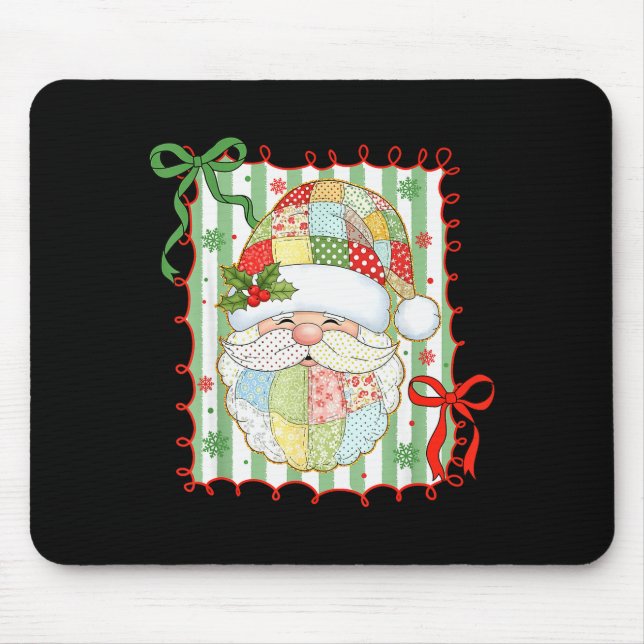 Mousepad Preppy Christmas Santa Claus Patchwork Xmas Women  (Frente)
