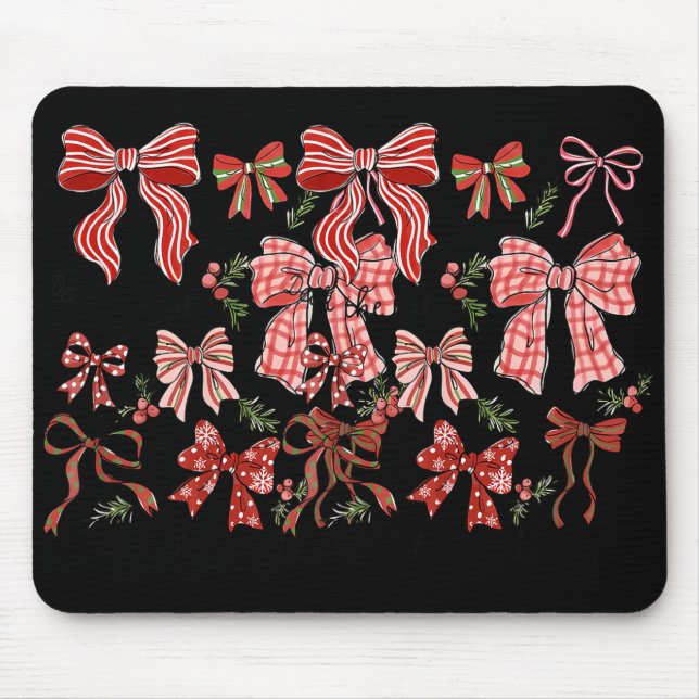Mousepad Preppy Coquette Bow Deck The Halls With Bows And H (Frente)