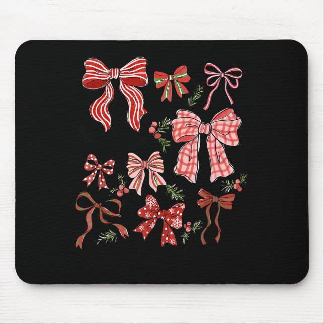 Mousepad Preppy Coquette Bow Deck The Halls With Bows And H (Frente)
