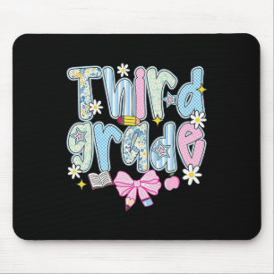 Mousepad Preppy de Volta às Aulas Rosa Coquette Floral Fofo
