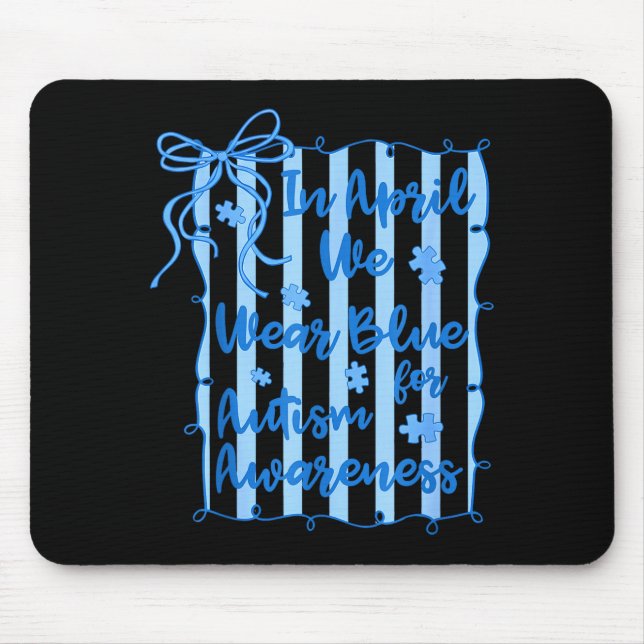 Mousepad Preppy em abril usa azul conscientização do autism (Frente)