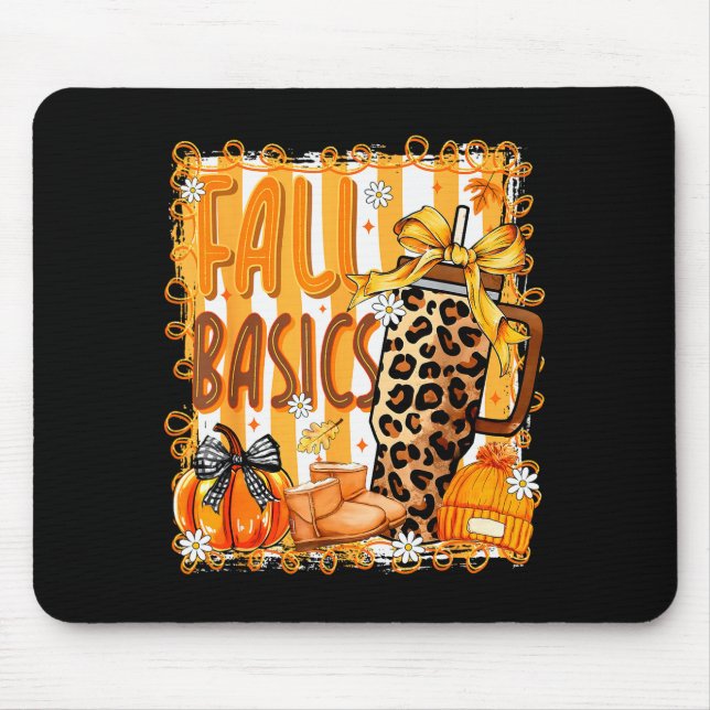 Mousepad Preppy Fall Basics Coquette Bow Pumpkin Autumn Wom (Frente)