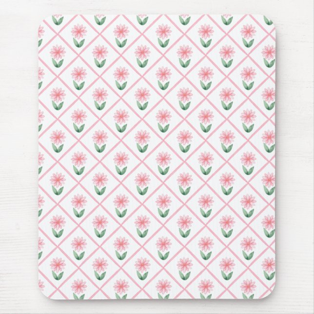 Mousepad Preppy floral trellis grandmillenial (Frente)
