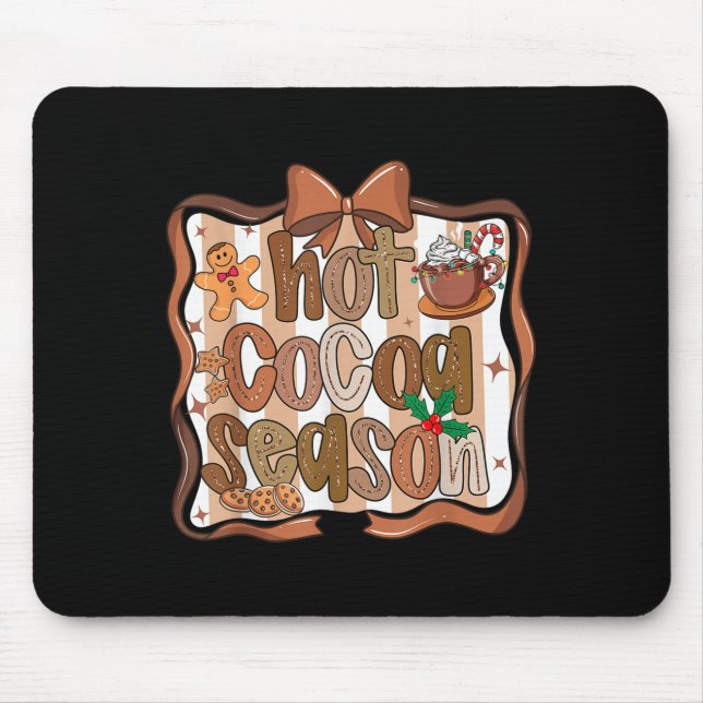 Mousepad Preppy Hot Cocoa Season Cookie Gingerbread Bow Xma (Frente)