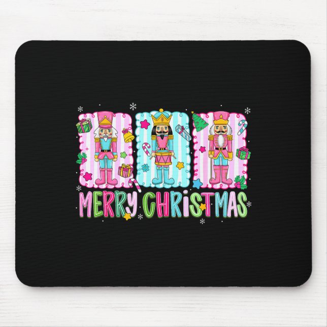 Mousepad Preppy Merry Christmas Cute Nk Nutcracker Girl Wom (Frente)