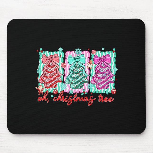 Mousepad Preppy Oh Christmas Tree Funny Xmas Cakes Retro Co (Frente)