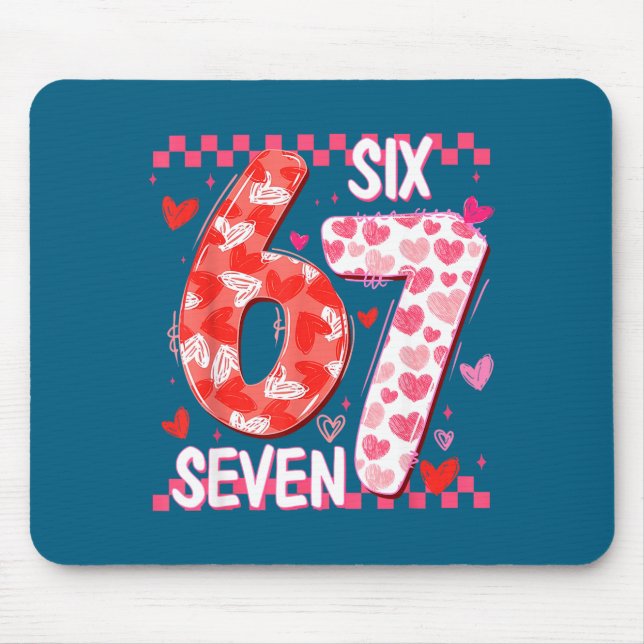 Mousepad Preppy Retro Coquette Bow 6 7 Six Seven Love Valen (Frente)