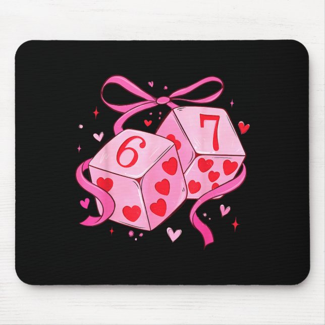Mousepad Preppy Six Seven Valentine 6 7 Meme Funny Coquette (Frente)