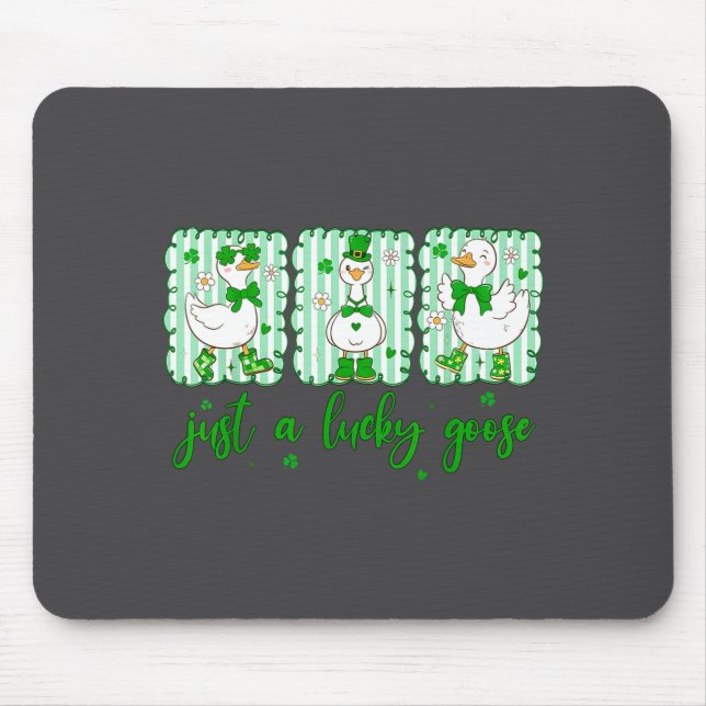 Mousepad Preppy St Patrick's Day Just A Lucky Goose Leprech (Frente)
