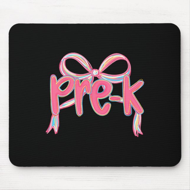 Mousepad Préppy Volta às Aulas Pré-k Rosa Coquette Laço Men (Frente)