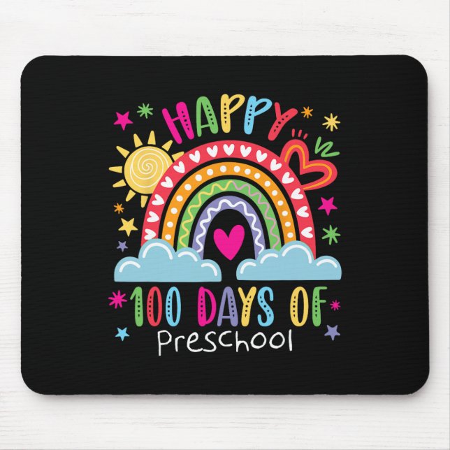 Mousepad Preschool Teacher Girls Kids Rainbow 100 Days Of S (Frente)