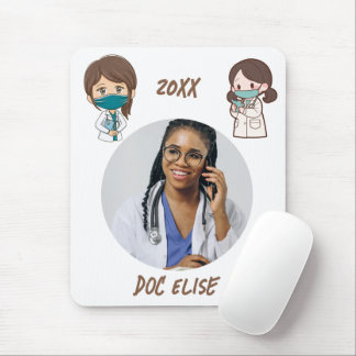 Mousepad Presente com Nome e Foto de Médico Bonito Ano Novo