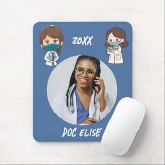 Mousepad Presente com Nome e Foto de Médico Bonito Ano Novo