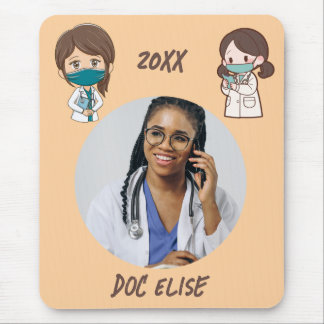 Mousepad Presente com Nome e Foto do Médico Bonito Ano Novo
