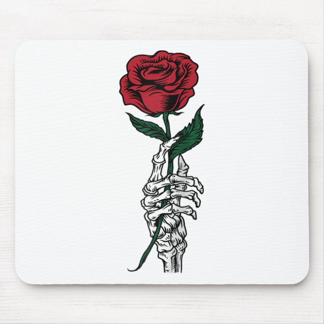 Mousepad Presente da rosa - Mão do Esqueleto Branco Seguran (Frente)