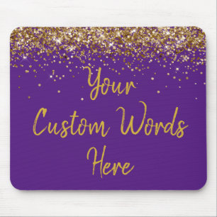 Mousepad Presente de aniversário do Assistente Dourado Roxo