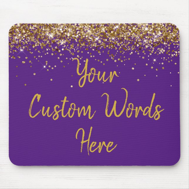 Mousepad Presente de aniversário do Assistente Dourado Roxo (Frente)