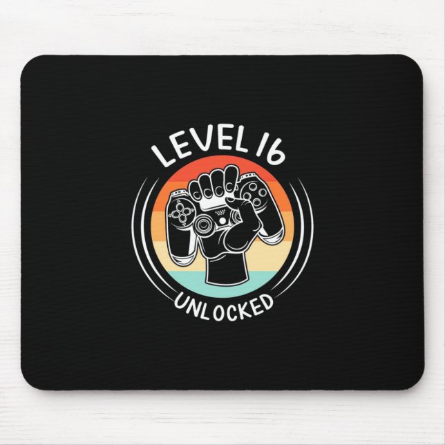 Mousepad Presente de aniversário | Nível 16 Aniversário des (Frente)