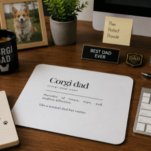 Mousepad Presente de Aniversário para Pai de Corgi Engraçad
