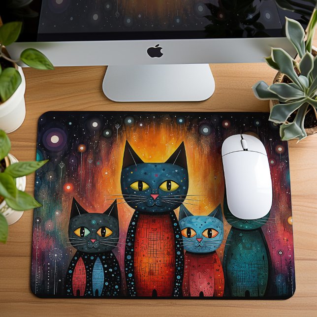 Mousepad Presente de Arte de Gatos Fofo Galáxia Cósmica (Criador carregado)