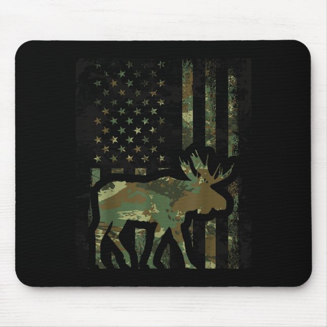 Mousepad Presente de Caça ao Alce com Bandeira Americana Ca (Frente)