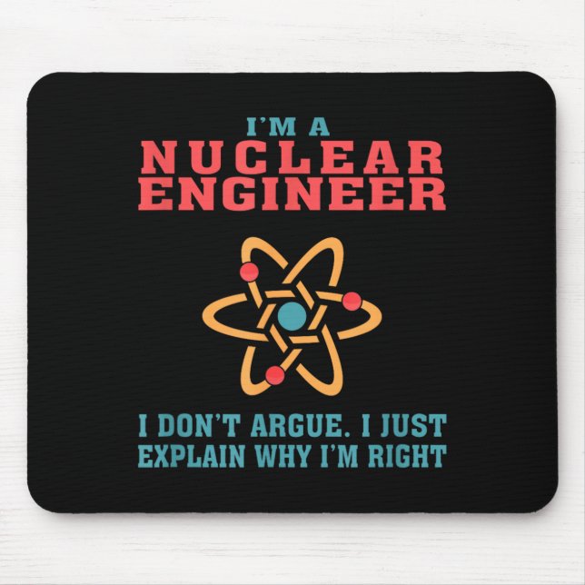 Mousepad Presente de citação engraçada de Engenheiro Nuclea (Frente)