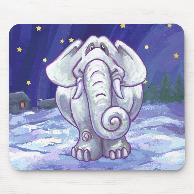 Mousepad Presente de Elefante Branco Bonito (Frente)