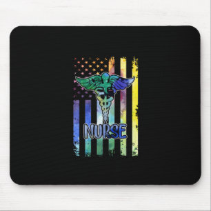 Mousepad Presente de Enfermeira Enfermeira Bandeira Ameri