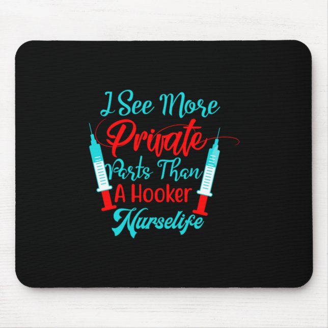 Mousepad Presente de Enfermeira | Vejo Mais Peças Privadas (Frente)