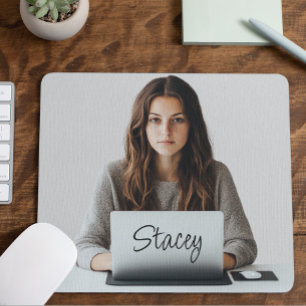 Mousepad Presente de Escritório com Monograma de Foto Perso