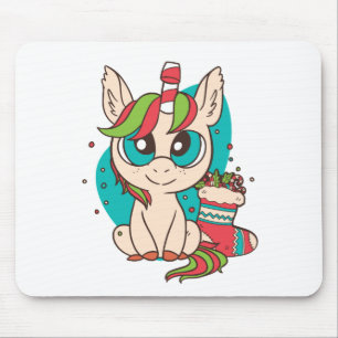 Mousepad Presente de Fantasia de Natal de Unicórnio Fofo pa