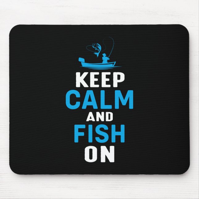 Mousepad Presente De Fisher Mantenha Calmo E Peixe Em Cima (Frente)
