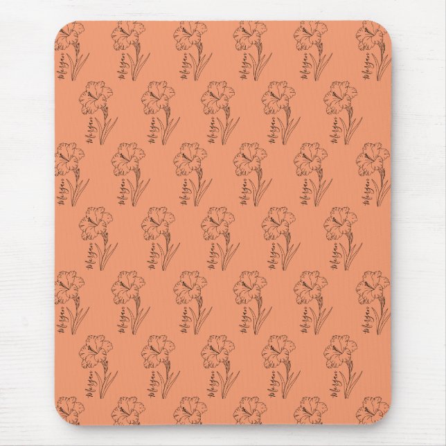 Mousepad Presente de Flor de Nascimento Gladiolus de Agosto (Frente)