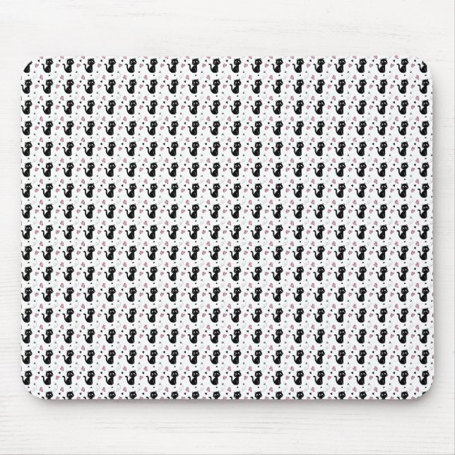 Mousepad Presente de Gato | Padrões de gato cúmulo Fundo se (Frente)