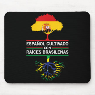 Mousepad Presente de Herança Bandeiras Espanha Brasil Fãs E