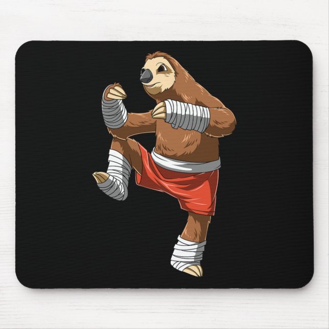 Mousepad Presente de Luta de Preguiça Engraçada - Muay Thai (Frente)