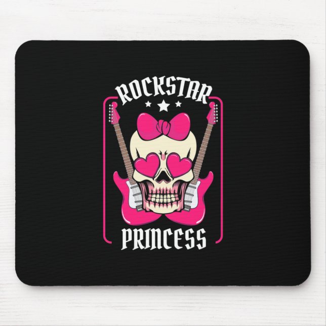 Mousepad Presente de Natal | Caveira de Princesa Rockstar (Frente)