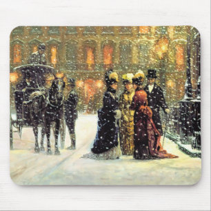 Mousepad Presente de Natal da Cena Parisiense de inverno Vi