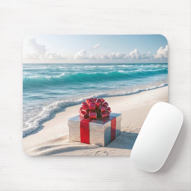 Mousepad Presente de Natal no Oceano Seashore (Com mouse)