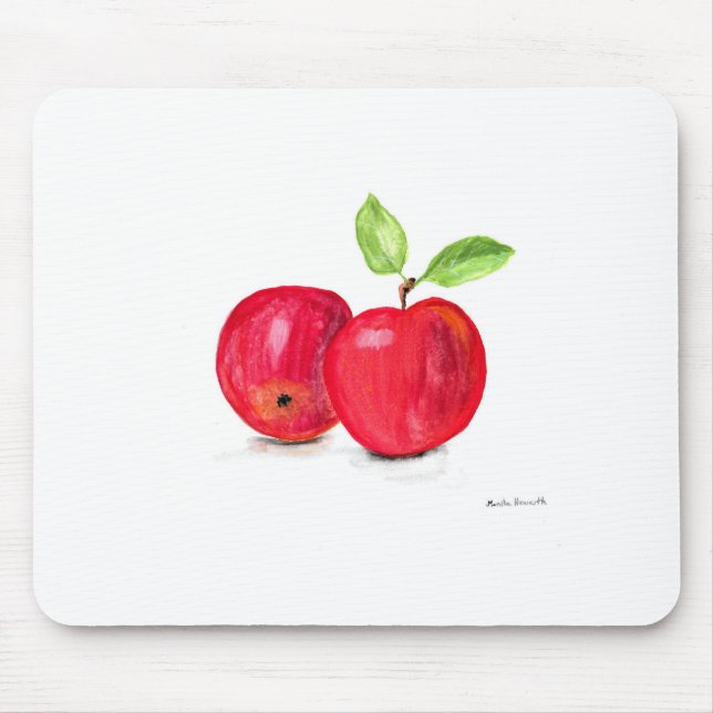 Mousepad Presente de professor de aquarela de maçãs vermelh (Frente)