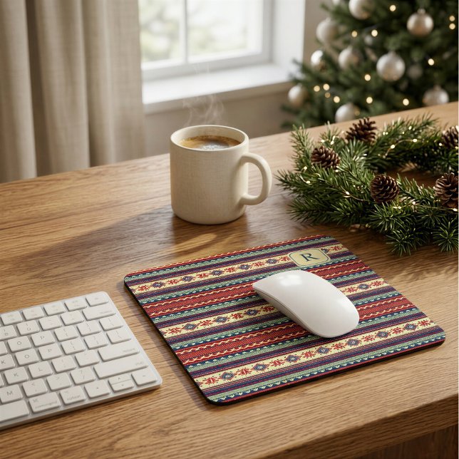 Mousepad Presente de Rato de Natal Personalizado Fair Isle (Criador carregado)