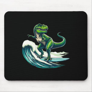 Mousepad Presente de T-rex Dinossauro Surfando Prancha de S