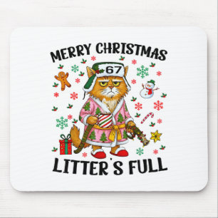 Mousepad Presente Divertido de Gatinho de Natal Lixo Cheio