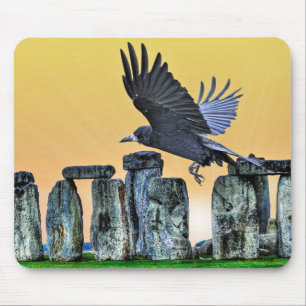 Mousepad Presente do Ancient Stonehenge & Rook Corvid-lover