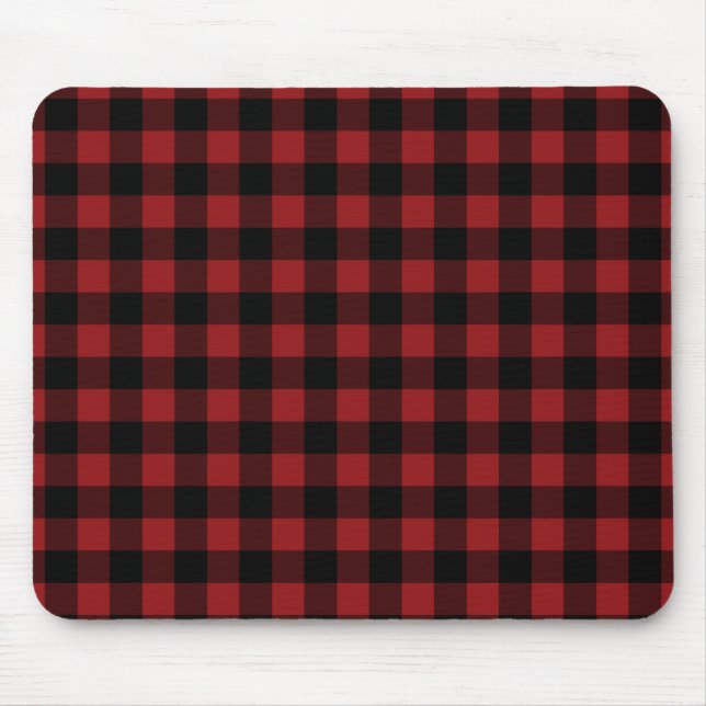 Mousepad Presente do mouse preto Red Buffalo Check Mouse Xa (Frente)
