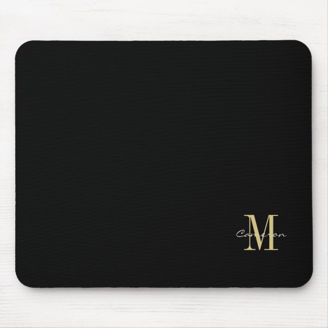 Mousepad Presente Dourado Preto Inicial e Nome Personalizad (Frente)