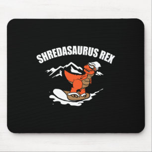 Mousepad Presente engraçado de dinossauro de snowboard para