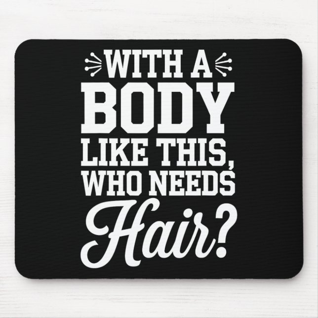 Mousepad Presente engraçado de musculação para careca com u (Frente)