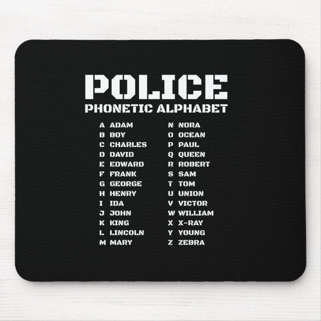 Mousepad Presente exclusivo para alfabeto fonético de Políc (Frente)